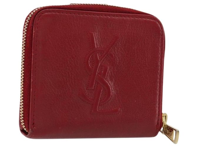 Cartera Bifold SAINT LAURENT de cuero rojo oro Auth bs35087 Roja Dorado