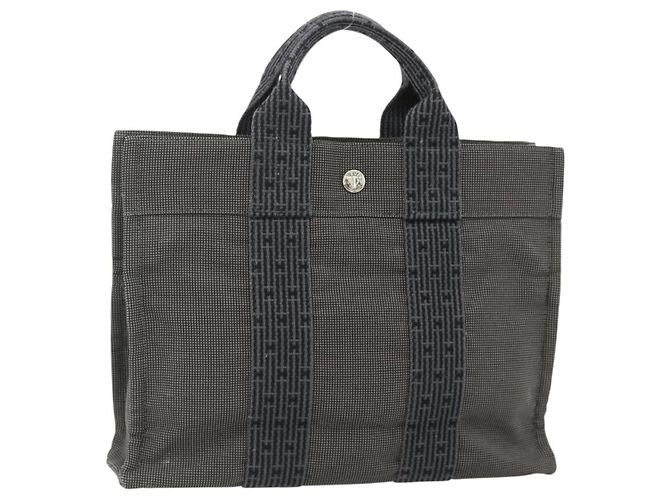 Hermès HERMES Her LinePM Handtasche Canvas Grau Silber Authentisch 179763A Braun