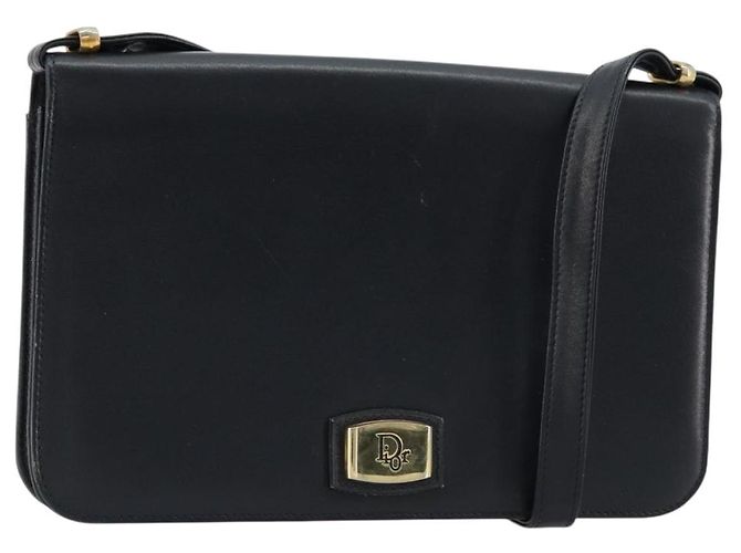 Borsa a tracolla Christian Dior in pelle blu navy e oro Auth am11577 D'oro