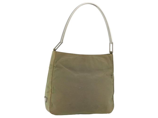 Borsa a Spalla PRADA Nylon Verde Auth 179345