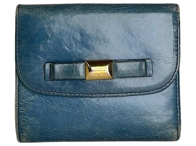 Vintage Miu Miu Pebbled Wallet Blue