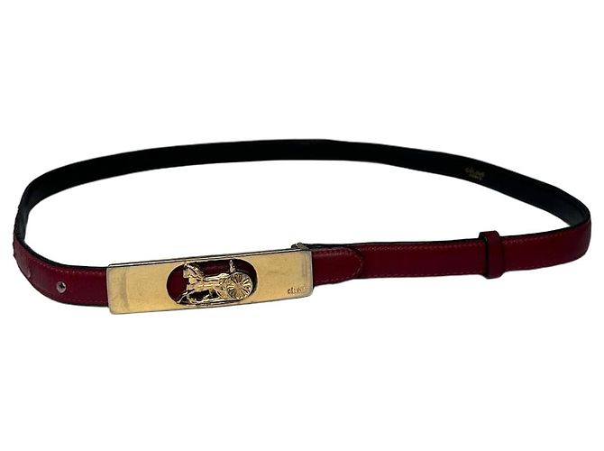 Edge Céline Vintage Celine Ledergürtel Bordeaux