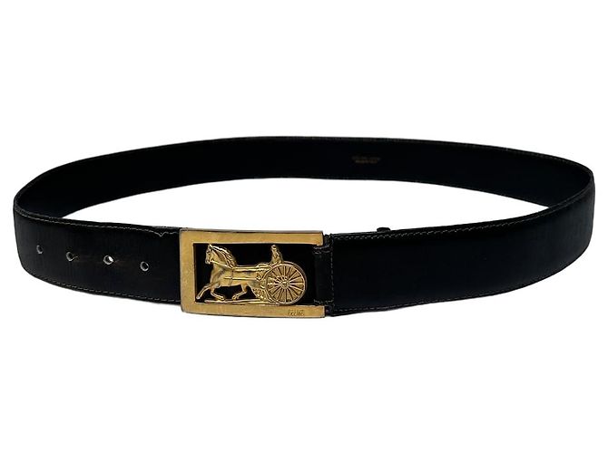 Céline Vintage Celine Smooth Belt Black