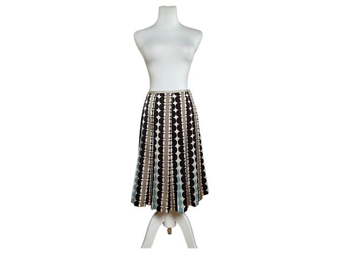 Courreges Rock mit geometrischem Print Braun Blau Creme Polyester