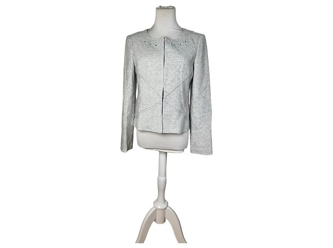 Vintage Courreges Tweed Jacke Hell Silber