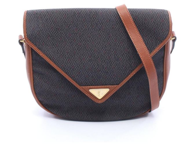 Bolsa de ombro marrom e cinza Yves Saint Laurent 