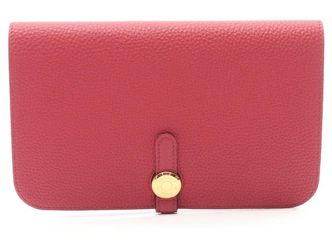 Hermès Hermes Dogon GM Duo Ruby Bi-fold Long Wallet Dark red