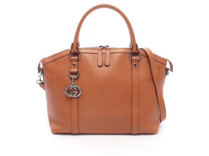 Gucci Interlocking G Charm 2-Way Tote/Handtasche Braun