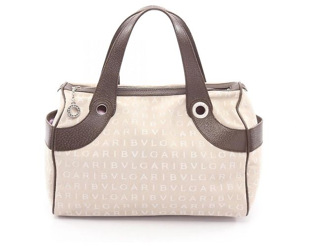 Bulgari Bolsa Bvlgari Logomania Marrom Bege