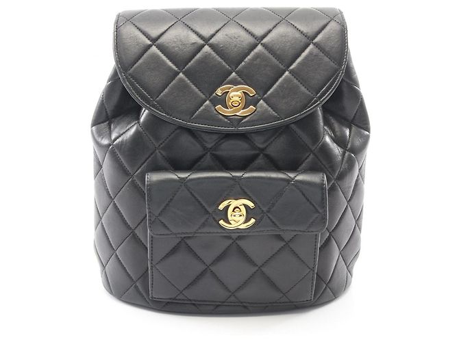 Chanel Matelassé Rucksack aus schwarzem Lammleder