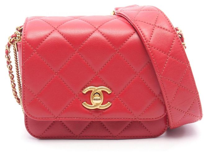 Borsa a Spalla Chanel Matelassé Mini Chain Rosso