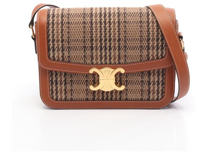Céline Bolsa de Ombro Celine Classic Triomphe Marrom