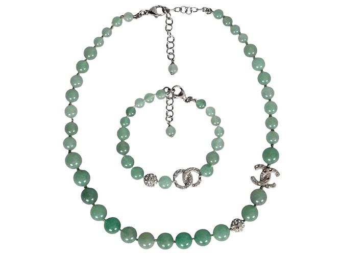 Set Collana e Bracciale Verde Chanel Primavera/Estate 2015 Usato
