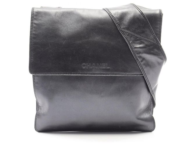 Borsa a tracolla Chanel in pelle nera Nero
