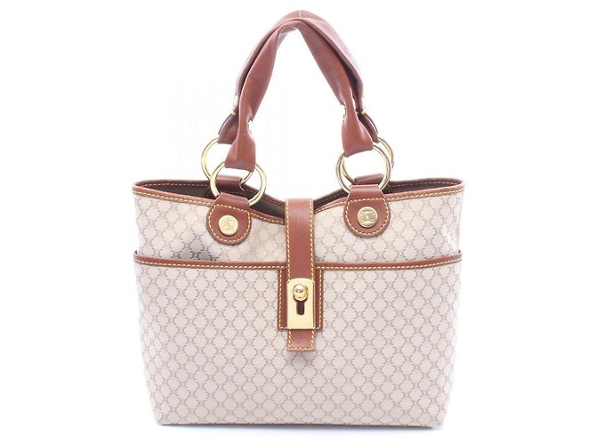Céline Bolsa Celine Macadam Marrom Bege