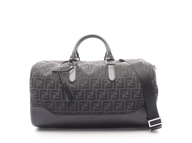 Bolsa Duffle Fendi FF Jacquard Marrom Preto