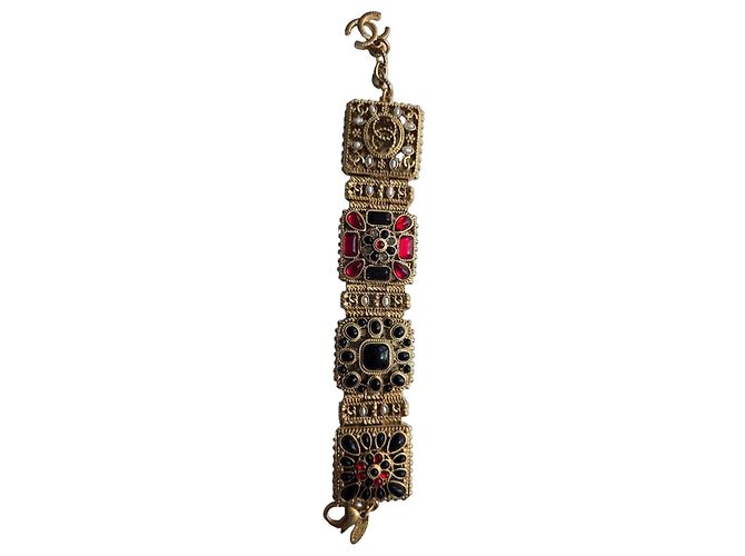 Pulseira Chanel Paris-Byzance Métiers d’Art Pre-Fall 2011 Preto Vermelho Gold hardware