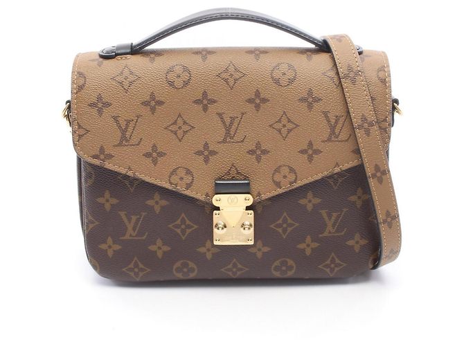 Bolsa Louis Vuitton Pochette Metis MM Monogram Reverse Marrom Preto