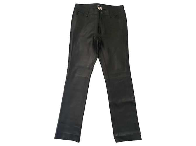 Agnès b. Schwarze Lederhose mit geradem Schnitt