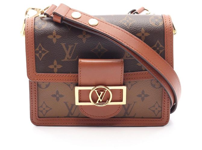 Bolsa de Ombro Louis Vuitton Dauphine Mini Marrom Bege