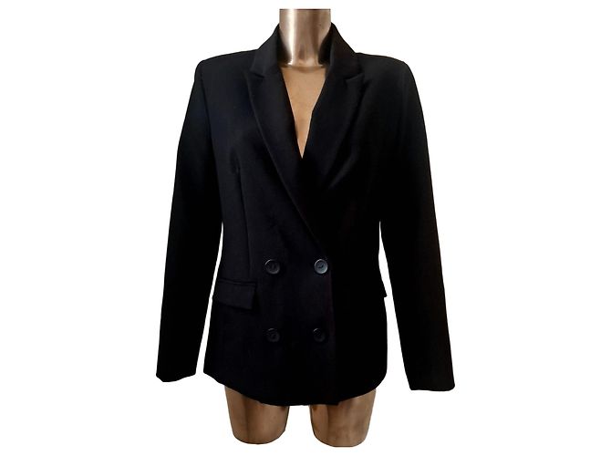 Autre Marque Amisu Black Double-breasted Oversized Blazer IT40