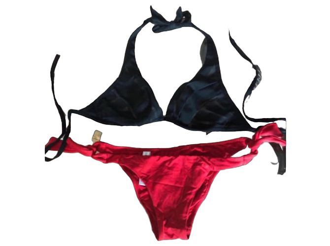 Ensemble Bikini Triangle La Perla - Haut 40B, Bas 38 Noir Rouge