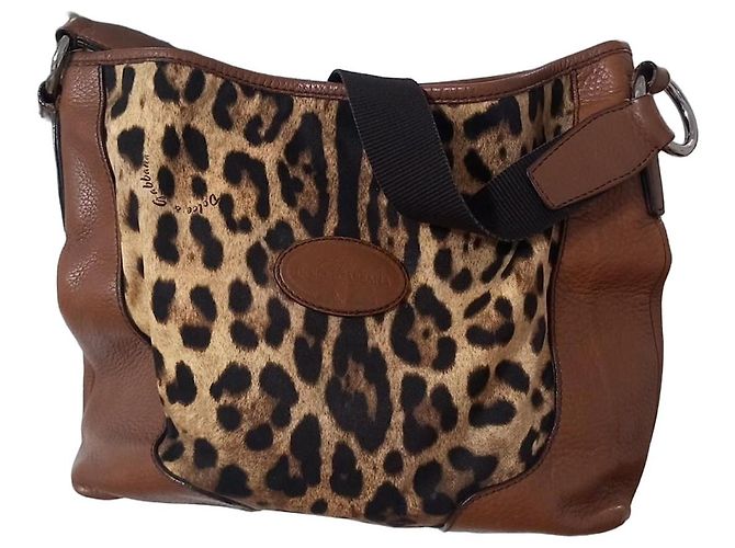 Borsa Dolce & Gabbana in pelle e stampa leopardata Marrone Stampa leopardo