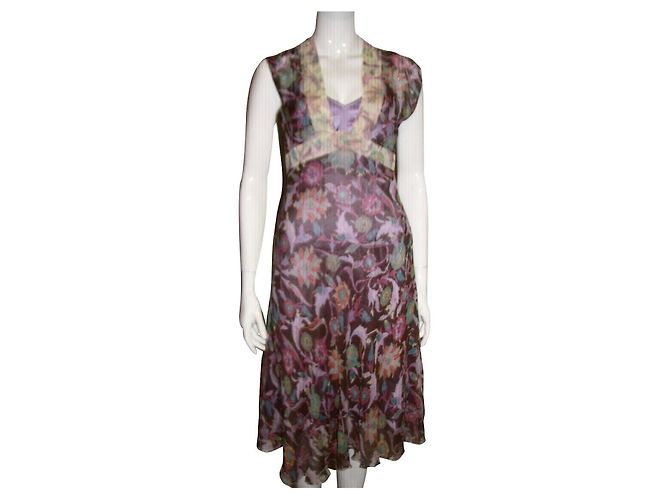 Diane Von Furstenberg DvF Oribel Seidenkleid Paradise-Print Braun Pink Blau Grün Lila