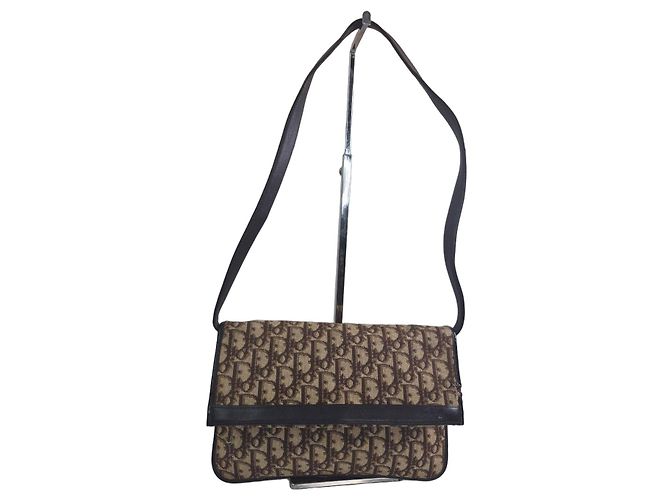 Borsa a tracolla Christian Dior Trotter Monogram Marrone