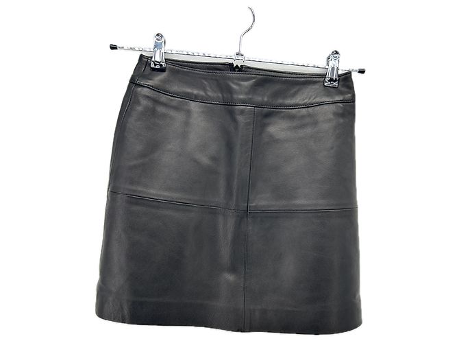 Gonna corta in pelle nera Eric Bompard Nero