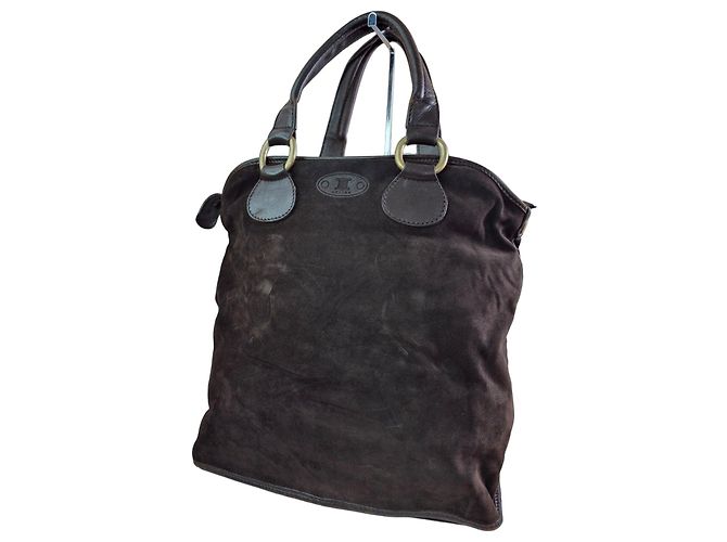 Céline Celine Bolsa Tote em Camurça e Couro Castanho Marrom