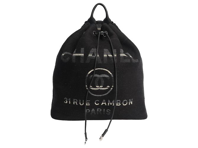Chanel Black 2018 Rue Cambon canvas backpack