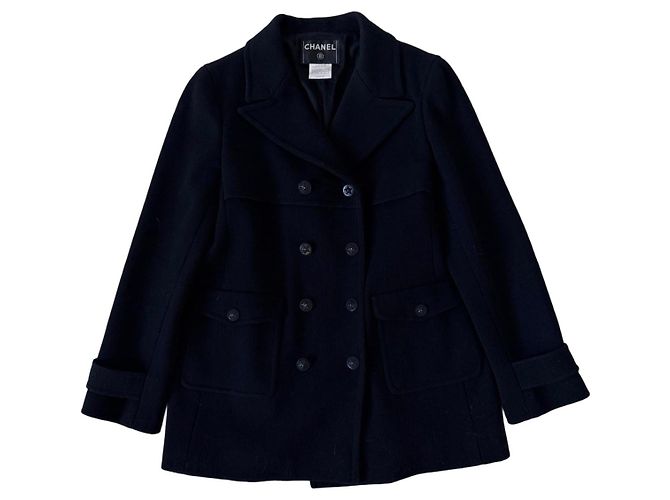Chanel Double-breasted Black Wool Jacket