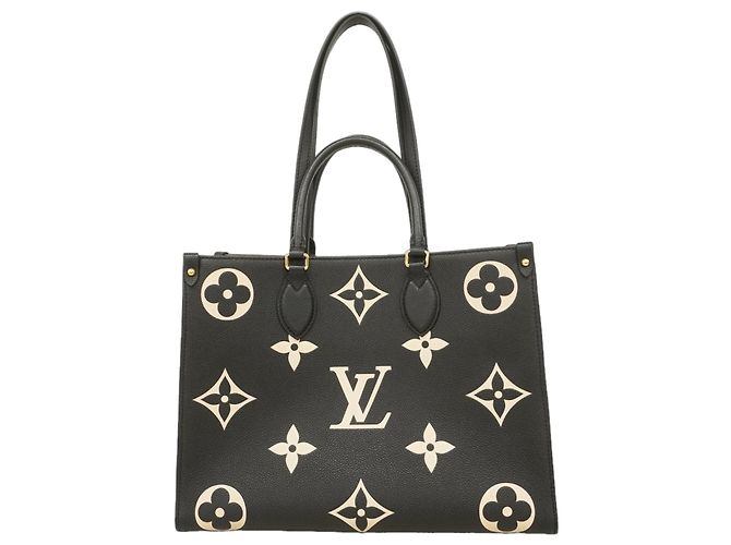 Borsa Tote Louis Vuitton Monogram Empreinte Bicolor OnTheGo MM Nero Beige
