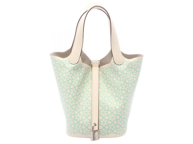 Hermès Borsa Hermes Picotin Lock PM Lucky Daisy Blu Verde Crudo