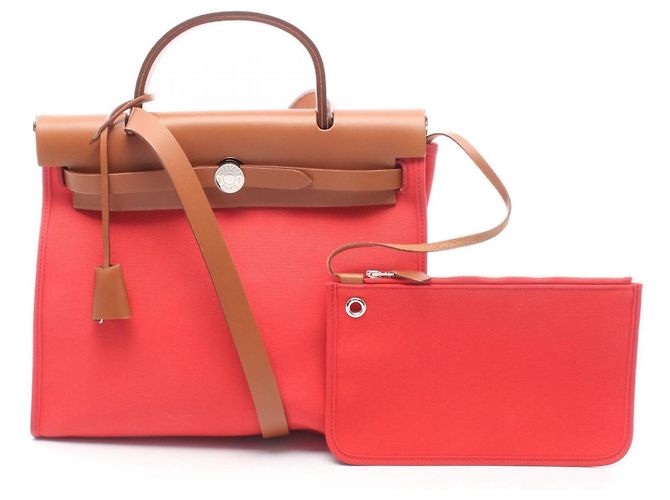 Hermès Hermes Herbag Zip PM 2-Way Handbag Brown Red