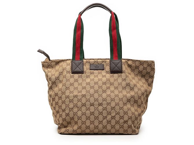 Gucci Beige GG Canvas Web Tote