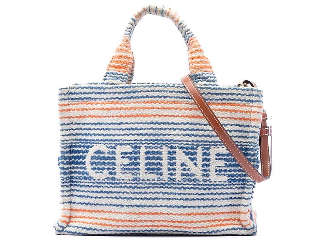 Céline Sac cabas Celine Thais en toile beige de petite taille