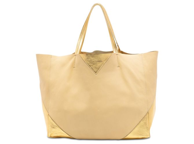 Céline Celine Beige Bicolor Lammleder Horizontal Cabas Tote
