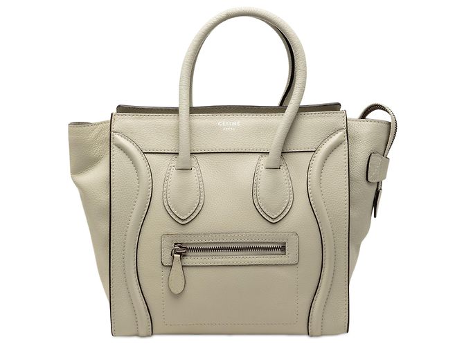Céline Bolsa Celine Brown Micro Leather Luggage Tote Marrom Bege