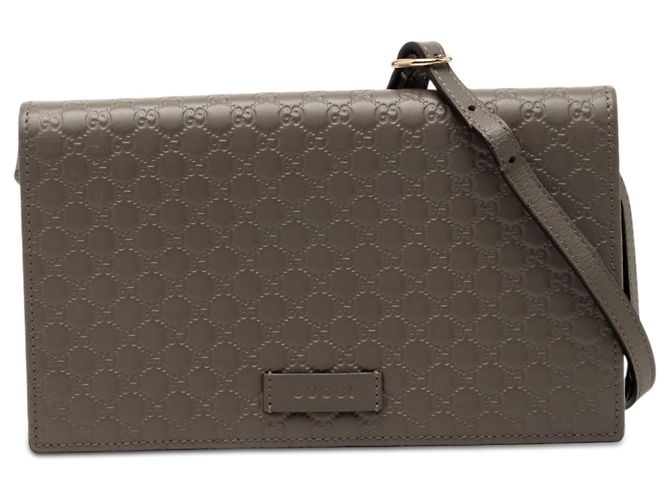 Carteira com alça Gucci Gray Microguccissima Marrom