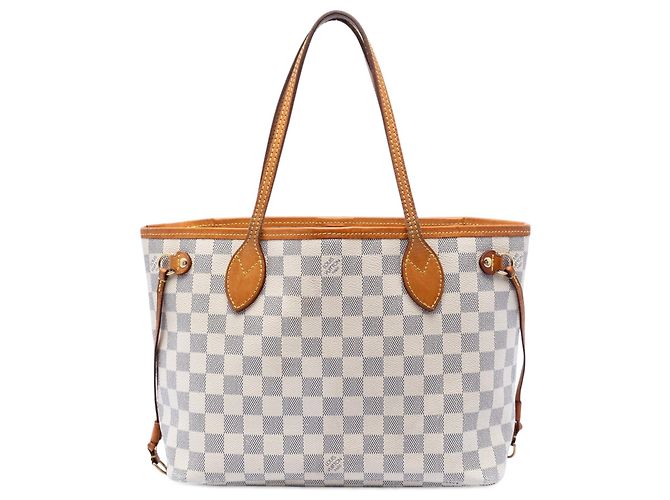 Louis Vuitton White Damier Azur Neverfull PM Blanco