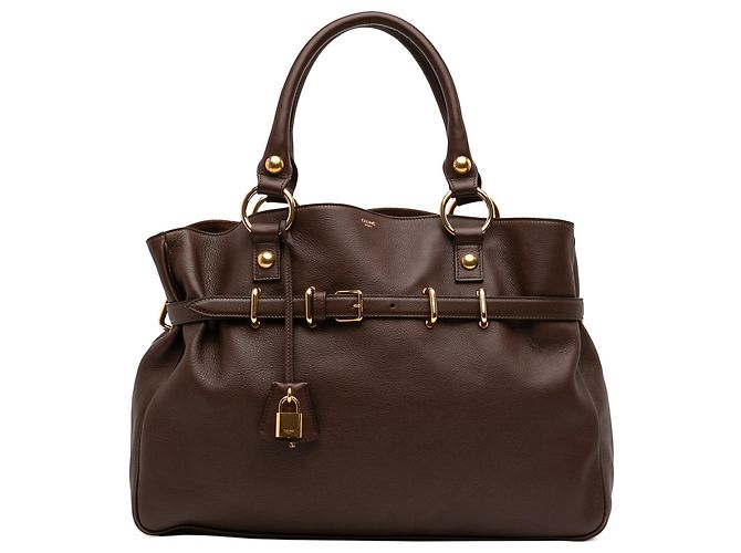 Céline Celine Brown Medium Leather Anita Tote Dark brown