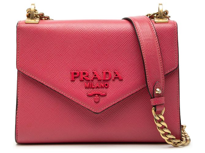 Prada bolsa transversal envelope monocromática em couro Saffiano rosa