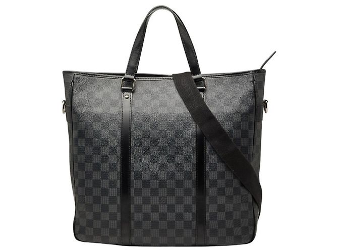 Bolsa de ombro Louis Vuitton Damier Graphite Tadao Marrom Preto