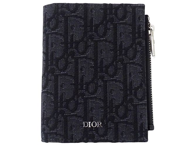 Cartera bi-fold de jacquard negro Christian Dior