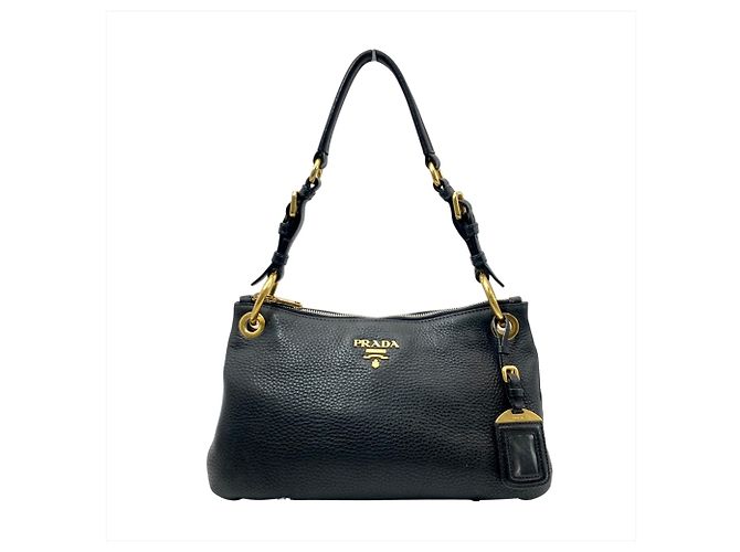 Borsa a tracolla in pelle nera Prada Nero
