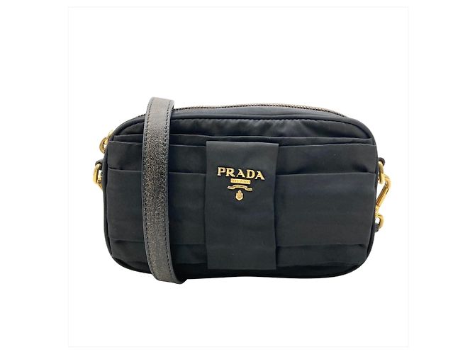 Ribbon Mini borsa a tracolla Prada PRADA con motivo a nastro Nero