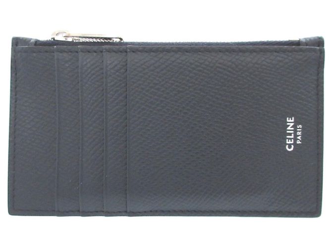 Céline Celine Compact Zip Card Holder Navy blue
