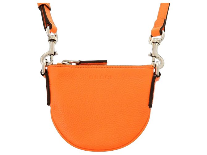 Gucci Micro Mini Leder Schultertasche Orange